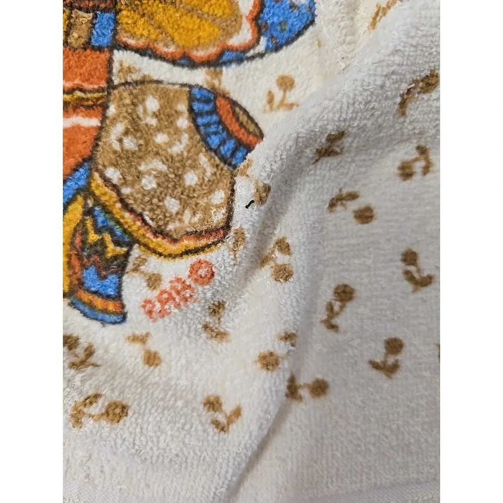 VTG Mushroom RAB Blue Crochet Hanging Dish Towel READ